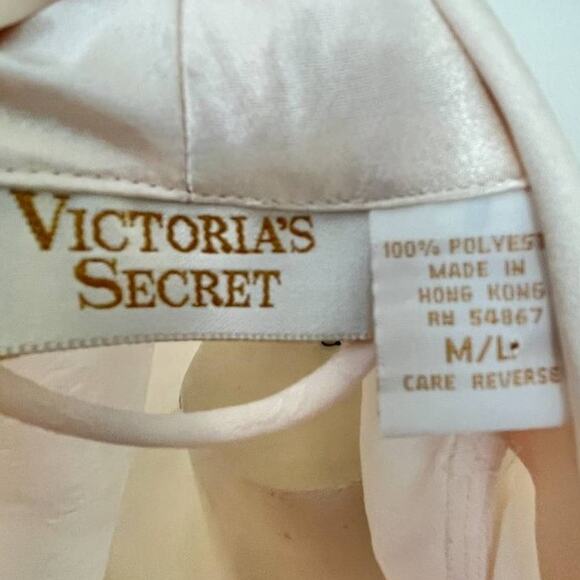 VTG VICTORIA'S SECRET Gold Label Satin Trim Floral Jacquard Kimono Robe SZ L - Picture 7 of 9